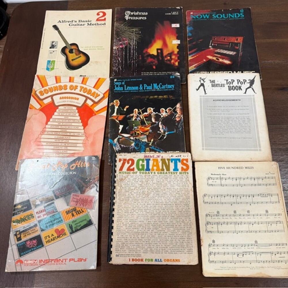 Mixed Lot Organ, Piano & Guitar Music - Sounds of Today, John Lennon - Vintage
